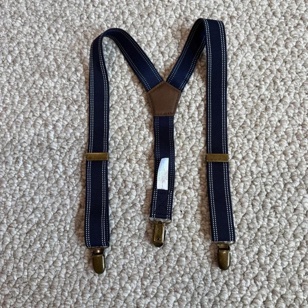 Carters Kids Navy Blue‎ Pinstripe Y-Back Adjustable Suspenders  One Size